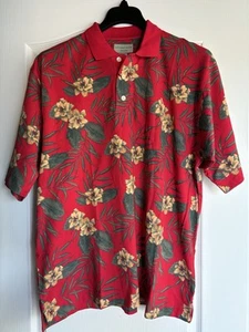 Cutter & Buck Men Size Medium Polo NEW Floral Cotton Short Sleeve Hawaiian Shirt - Picture 1 of 4