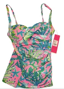 Lilly Pulitzer Bec Tankini Damen Größe 2 Mehrfarbig Mandevilla Baby Hüfte Neu mit Etikett - Bild 1 von 8
