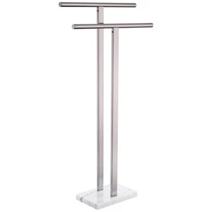 Towel Rack Free Standing Brushed Nickel 2-Tier Towel Holder for Bathroom Floo... - Picture 1 of 7