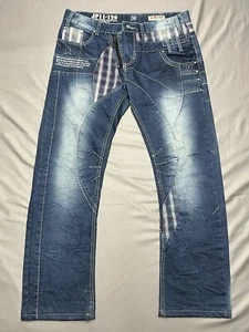 Japrag Jeans Uomo Taglia 36 x 31 Plaid Patchwork Denim Okishana Samoki JP11-129 - Foto 1 di 14
