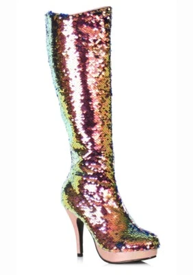 🆕ELLIE SHOES 4' Rose Gold Mermaid Flip Sequins Knee High Boot | 421-GILLIAN | - Image 1 of 4
