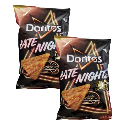 Doritos Late Night SIZZLIN' CHEESE BURGER Tortilla Chips 9 oz. 2 Bags LIMITED - Image 1 of 4