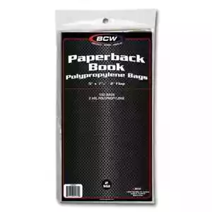 20 packs of 100 (2000) BCW 5" x 7 ⅜" + 2" Flap Paperback Book Bags - Picture 1 of 1