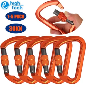 1-5 Pack 30KN Auminum Locking Climbing Carabiners Screwgate Outdoor D Large Clip - Picture 1 of 15