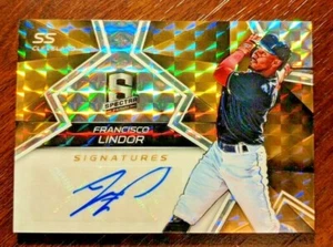 2017 Panini Spectra Signatures Neon Orange #19 Francisco Lindor - Picture 1 of 5