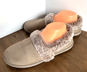 Skechers Womens Slippers Cali Memory Foam Faux Fur Size 8 Tan Brown Slip-On Used - Picture 1 of 6