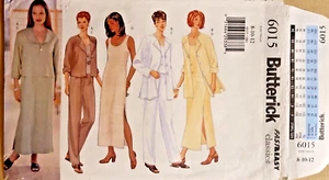 BUTTERICK #6015 - SEÑORA VESTIDO INFORMAL - CHAQUETA - PANTALONES Y TOP PATRÓN 8-10-12 - Imagen 1 de 3