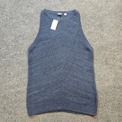 Gap Sweater Tank Women Small Blue Knit High Neck Sleeveless Stretch Casual Basic - Image 1 of 4
