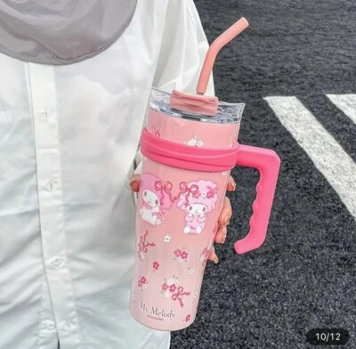 My Melody  Large Insulated Cup With Handle Travel Portable Straw Hot/Cold New - Image 1 of 4