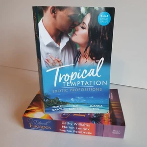 2x Book Lot Mills and Boon 3 in 1, 6 Stories Tropical Trysts Exotic Propositions - Picture 1 of 15