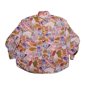 Vintage Guess Georges Marciano Button Up Shirt Long Sleeve Mens XL USA Abstract - Picture 1 of 5