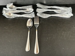 Oneida Silber Neuer Rand II Edelstahl 18/0 Umrissen Besteck 4 Gabeln/4 Teelöffel - Bild 1 von 8