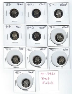 Lote de 10 níquel camafeo a prueba de gemas 1993 N19 - Imagen 1 de 8