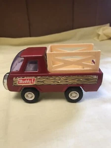 1970S BUDDY L MINI WOOD PANEL FARM TRUCK BURGUNDY - Picture 1 of 5