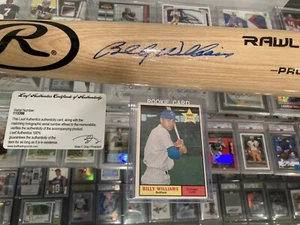 Billy Williams Signed Auto Bat Leaf COA + 1961 Topps Rookie RC - Picture 1 of 3