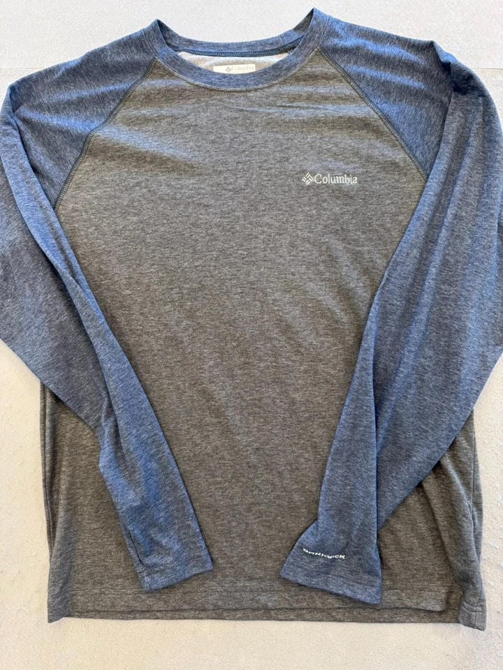 Columbia T Shirt Mens Medium Raglan Gray Heather Outdoor Hiking Casual Tee - Image 1 of 4