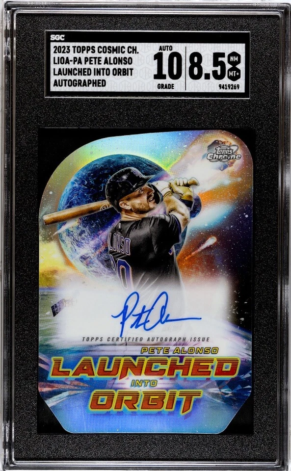 2023 Topps Cosmic Chrome PETE ALONSO Launched Into Orbit Auto SGC 8.5 LIOA-PA - Image 1 of 2