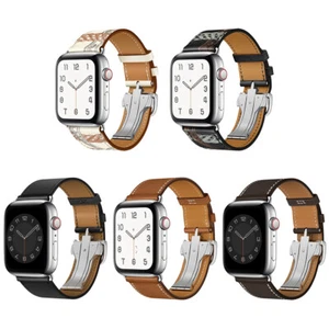 Deployment Buckle Leather Band for Apple Watch 11 10 9 8 7 45/46/49mm Ultra 3 2 - Picture 1 of 16