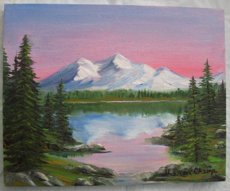Original Landscape Oil Painting on Canvas - Signed - 8" x 10" Bob Ross Style - Image 1 of 1