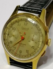 Vintage Chronograph Suisse Dreffa Landeron Manual Winding Gold Plated