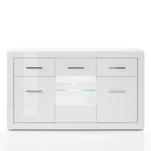 Sideboard weiß Hochglanz mit LED 164cm Anrichte Schubkasten-Kommode Highboard - Bild 1 von 7