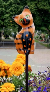 4 Pflanzenstecker Katze Holzstecker KatzenDekostecker Blumenstecker Holz Stecker - Bild 1 von 4