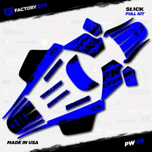 Black & Blue Slick Racing Graphics kit fits Yamaha PW50 PW 50 All Years - Imagen 1 de 2