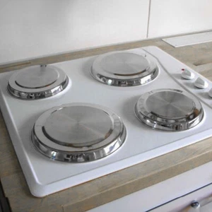 4PC SET OF SILVER STAINLESS STEEL METAL ELECTRIC COOKER HOB RING COVER PROTECTOR - Picture 1 of 10
