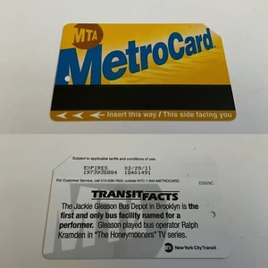 TARJETA DE METRO DE LA CIUDAD DE NUEVA YORK MTA 2011 EXPIRADA ""HECHOS DE TRÁNSITO - LA JACKIE"" USADA - Imagen 1 de 1