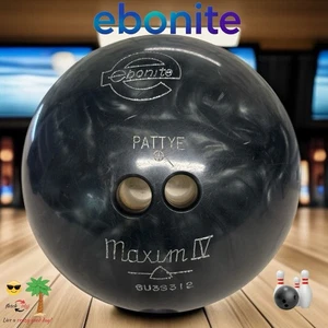 Vintage Ebonite Maxim IV 12 lb Bowling Ball Black w/Silver Swirl Nice Ball! L👀K - Picture 1 of 5