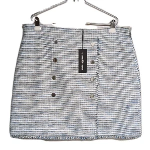 NEW Karl Lagerfeld Paris Skirt 16 Blue Lined Tweed with Buttons NWT $108 Retail - Picture 1 of 12