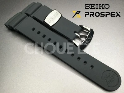 OEM Seiko Prospex SNE441J1 SNE441P1 20mm Black Silicone Rubber Watch Band Strap - Image 1 of 4