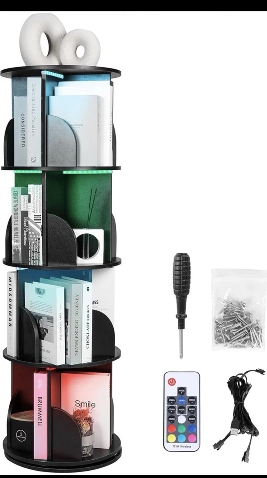 Estantería giratoria 360° estantería de almacenamiento de 4 niveles/estante de exhibición independiente Foto 1 de 3