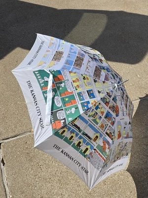 Vintage Umbrella Comic Strip Cartoon THE KANSAS CITY STAR Wood Handle - Image 1 of 4