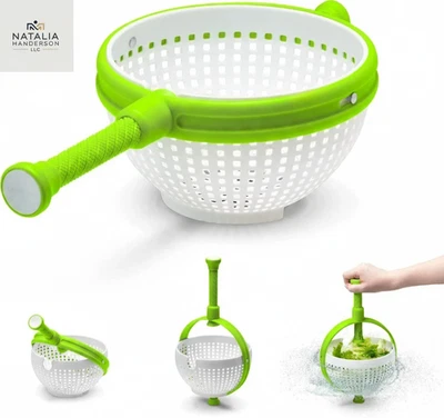 Salad Spinner and Strainer Bowl - Quick Dry Lettuce Washer - Vegetable Dryer - Image 1 of 4