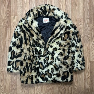 Abrigo para mujer GB de piel sintética con estampado de leopardo grande de felpa glamorosa chaqueta retro forrada  Foto 1 de 4