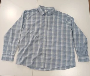 Haggar Fitted Button Up Long Sleeve Shirt Mens XXL Blue Plaid point Collar - Picture 1 of 5