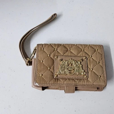 Juicy Couture Wallet Phone Case Quilted Wristlet Card Holder Tan - Image 1 of 4