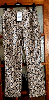 BNWT Ladies NEXT Reptile SNAKE Print FAUX LEATHER STRAIGHT Leg PU Trousers 26 - Image 1 of 4