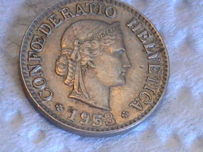 SWITZERLAND 1953 B Coin 10 Rappen Confoederatio Helvitica Circulated Ungraded - Image 1 of 3
