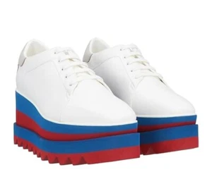 Stella McCartney Damen Elyse Plateau Sneaker weiß/rot/blau Gr. 7,5/37,5 Neu mit Karton - Bild 1 von 12