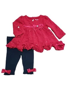 Infant Baby Girls Red Ruffled Sweater Dress & Legging Christmas 2 Pc Set 6-9M - Picture 1 of 1