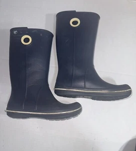 Crocs Jaunt Tall Womens Sz 6 Rain Boots Navy Blue Rubber Waterproof - Bild 1 von 7