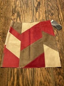 Kenneth Cole Suede Leather Patchwork Color Block Skirt Sz 6 Mini A-Line NWT $158 - Picture 1 of 5