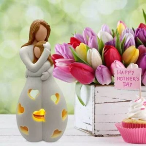 The Daughter & Mother Figurine Ornament with Flickering Led Candle Gift for Mom - Picture 1 of 9