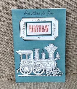 Vintage American Greetings Locomotive Train Birthday Card Junk Journaling - Picture 1 of 3