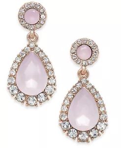 Charter Club Rose Gold-Tone Pave & Pink Stone Drop Earrings - Picture 1 of 2