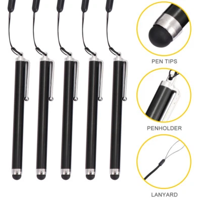 5PCS Capacitive Touch Screen Pen Stylus with Anti-lost Lanyard for Phone Tablet - Imagem 1 de 4