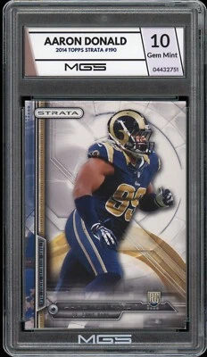 2014 Topps Strata #190 Aaron Donald graduado 10 gema como nuevo novato RC Star La Rams Foto 1 de 2