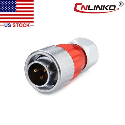 3 Pin Power Circular Connector Male Plug Waterproof Outdoor IP67 Metal Case M20 - Image 1 of 4